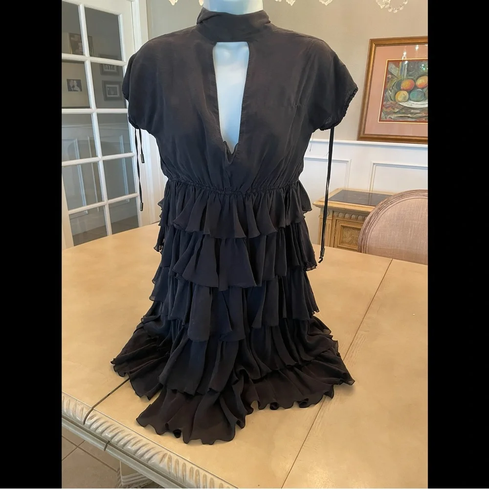 Just Cavalliblavk Ruffled Tiered Mini Dress - Picture 3 of 7